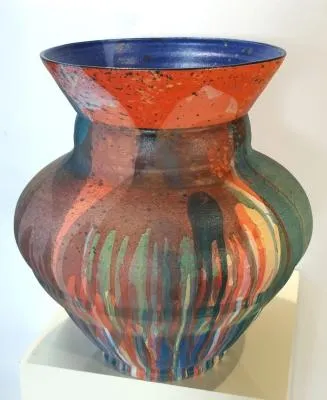 Blue Rimmed Urn