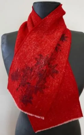 Leaf Imprint Scarf in Red